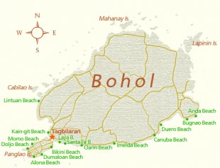 Map of Beaches on Bohol