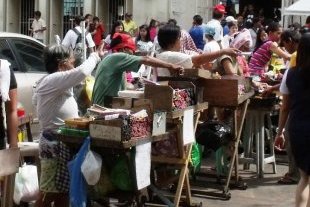 Quiapo stalls by the church